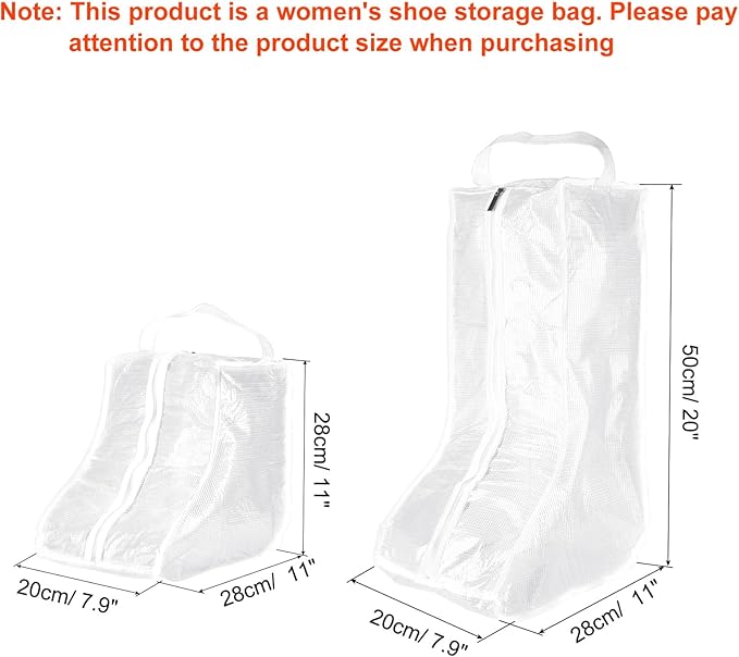 PATIKIL Boots Storage Bags, 4 Pack Waterproof Tall/Short Boot Carry Organizer Protector for Travel Daily Use, White