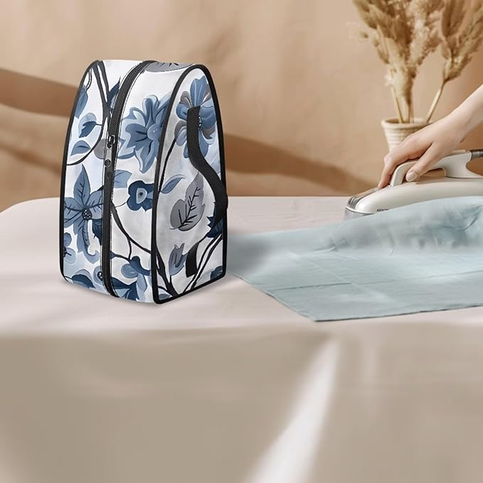 Vintage Flower Leaves Iron Storage Case Travel Portable Iron Holder with Handle & Zipper Closure, Dustproof Travel Iron Mini Dry Iron and Accessories,Easy to Carry(Bag Only)