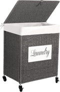 Mxfurhawa Laundry Basket, Heavy Duty Cotton Liner Laundry Storage Hamper with Handles, Collapsible Clothes Wire Basket Organizer Laundry Bag (89GY-H)
