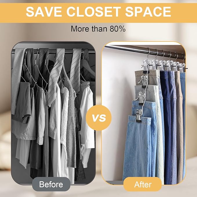 50 Pack Boot Hangers Clips for Closet, Heavy Duty Legging Organizer for Closet Hanging Pants Hangers with Clips Clothes Pins Hanger Clips Laundry Hooks Towel Socks Hats Tall Boots Home Travel