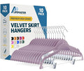 Lifemaster Velvet Skirt Hangers – with Adjustable Clips, 360 Degree Swivel Hook, and Non-Slip Shoulder Notch, Holds Up to 10 lbs, for Organizing Skirt, Pants, Dress, and Clothes, Pack of 10, Purple