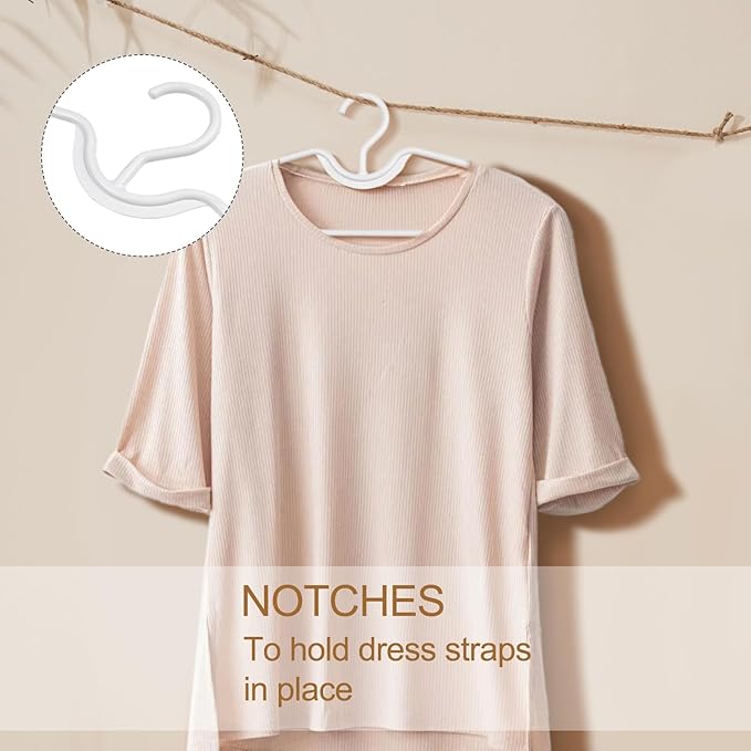 10Pcs Short Neck Clothes Hangers, Non-Slip Plastic Shirt Hangers, No Shoulder Bump Suit Hangers