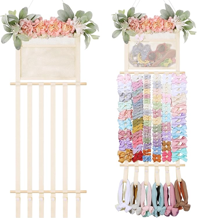 POVETIRE Headband Holder Hair Bows Organizer for Girls, Hair Accessories Display Storage Wall Hanging Decor for Baby Nursery Toddler Girls Room