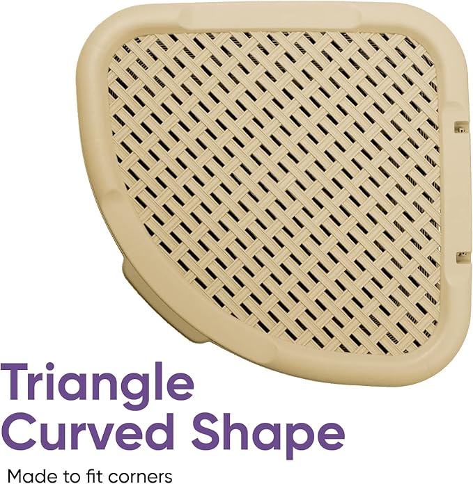 Plastic Corner Laundry Hamper with Lid, Curved Designed Laundry Basket, 2 Pack Triangle Beige Cloths Hamper Organizer with Cut-out Handles for Laundry Room Bedroom Bathroom, Wicker Design, 50 Liter