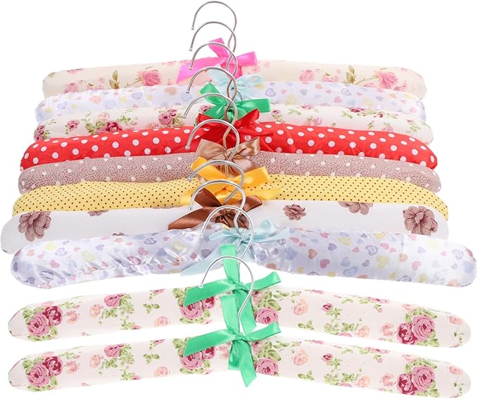 Unomor 10 Pack Cloth Coating Hangers 14.96In Non-Slip Pastoral Floral Clothes Hangers for Jackets Dresses Suits and Laundry Organization