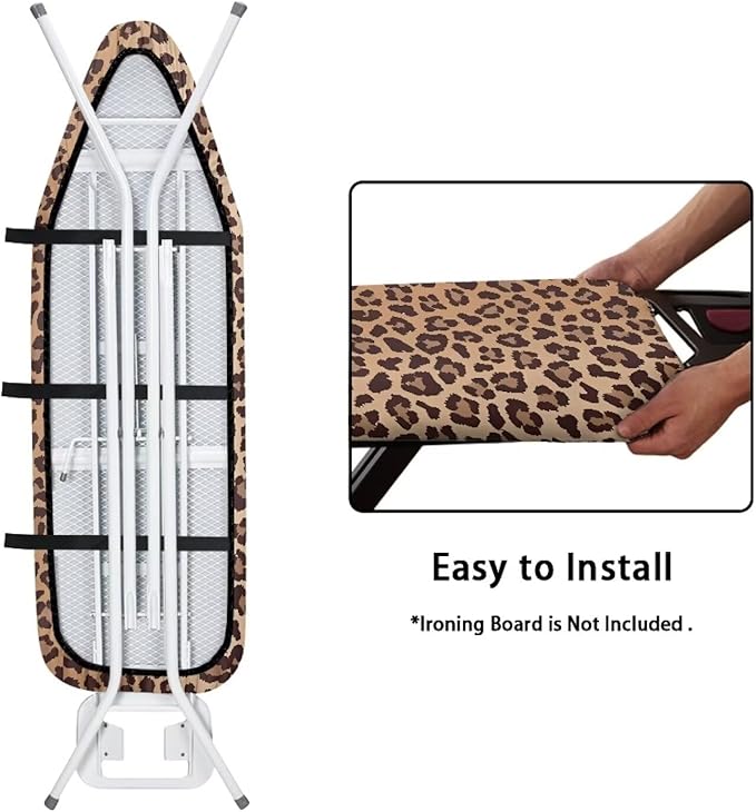Ironing Board Cover Stain Resistant Ironing Accessories with Elastic Edge Thick Iron Cover for Ironing Ventilate Table Top Ironing Board Cover-Leopard