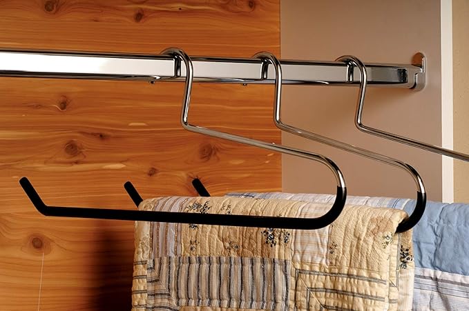 Oversized Chrome Quilt Hanger with Black Nonslip Vinyl Coating in 22" Length X 3/8" Thick, Box of 5