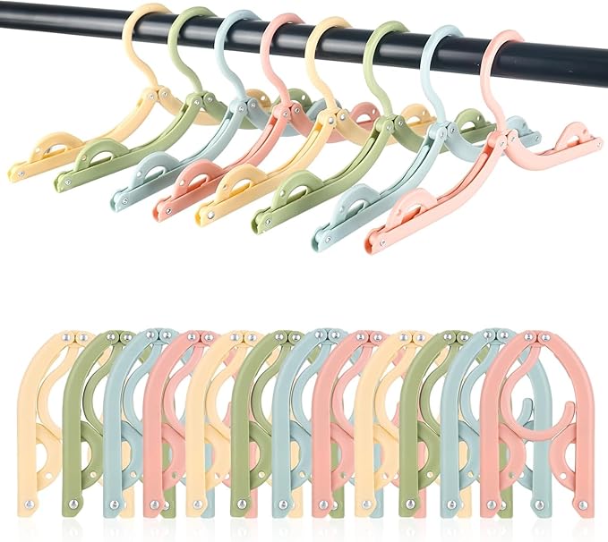 DMJJSD® 20 PCS Travel Hangers Folding Clothes Hangers Portable Plastic Clothes Coats Hangers Non-SlipTravel Hanger Portable Folding Foldable Space Saving Coat Hanger for Home,Hotel,Travel,Camping