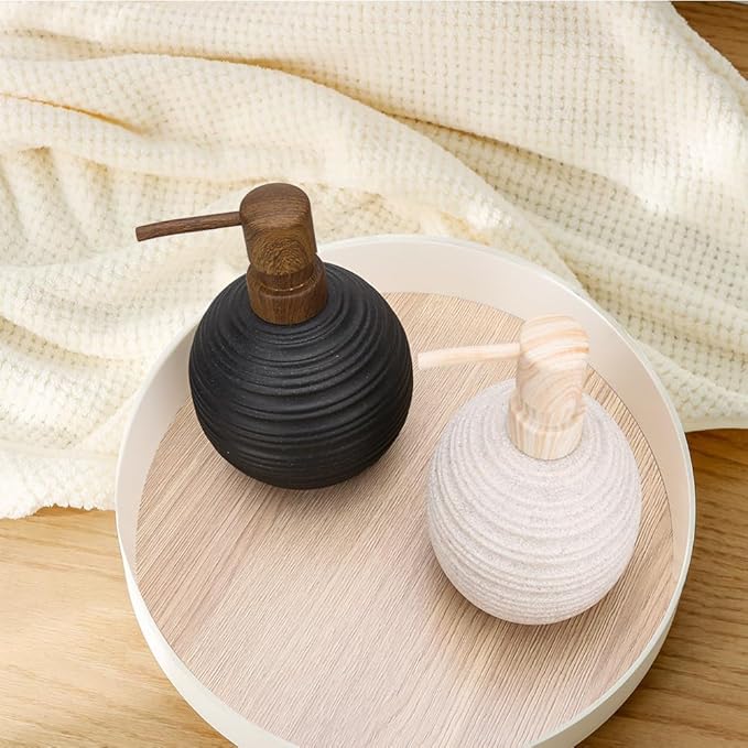 1pcs Hand Soap Dispenser Set, Sandstone Textured Resin Liquid Soap Dispenser for Bathroom Countertop, Heavy & Sturdy Dish Wash Soap Dispenser for Kitchen, Matte Beige