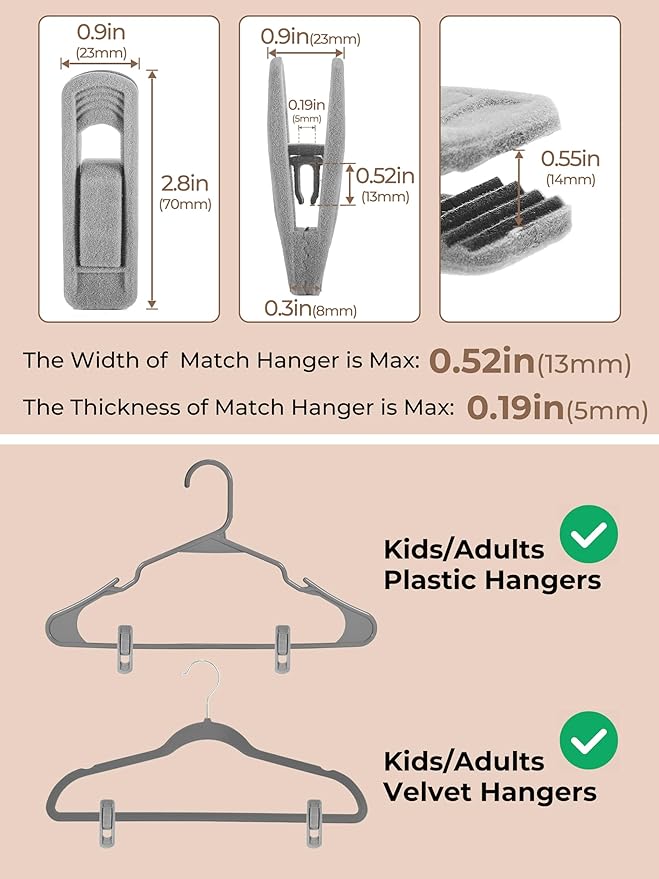 COZYMOOD Velvet Hanger Clips 50 Pack, Multi-Purpose Clips for Baby Clothes