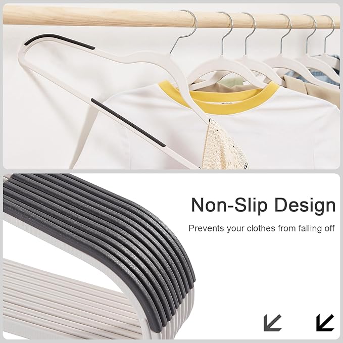 VECELO 25 Pack Clothes Hangers, Non-Slip Plastic Coat Hanger, 360°Swivel Hook & Space Saving for Bedroom Closet, Great for Shirts, Pants, Excellent Heavy Duty