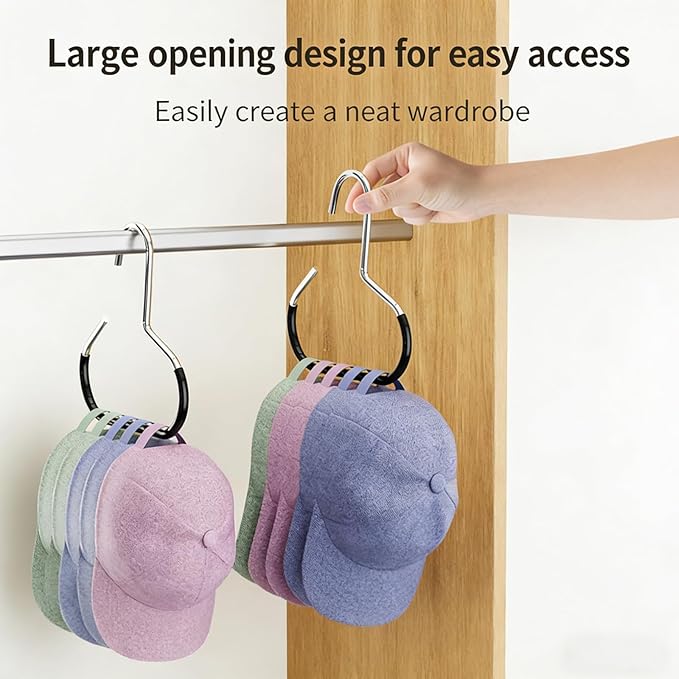 Durable Steel Hangers: Maximize Closet Space with Versatile Storage, Hat Organizer, Stainless Hat Hanger, Multifunctional Steel Hangers for Hats, Scarves, Belts, Ties, Bra, Anti-Slip (6, White)