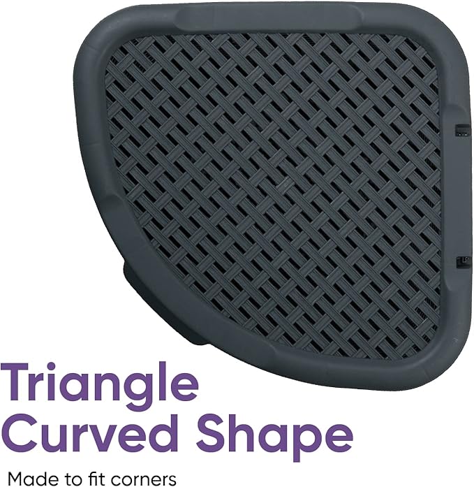 Plastic Corner Laundry Hamper with Lid, Curved Designed Laundry Basket, 2 Pack Triangle Grey Cloths Hamper Organizer with Cut-out Handles for Laundry Room Bedroom Bathroom, Wicker Design, 50 Liter