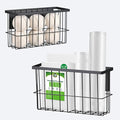 2 Pcs Magnetic Basket Fridge Dryer Ball Holder for Laundry Room Organization and Storage, Magnetic Lint Bin Home Organization for Laundry Room, Kitchen & Office Class School (Black, L&XL-2pcs)