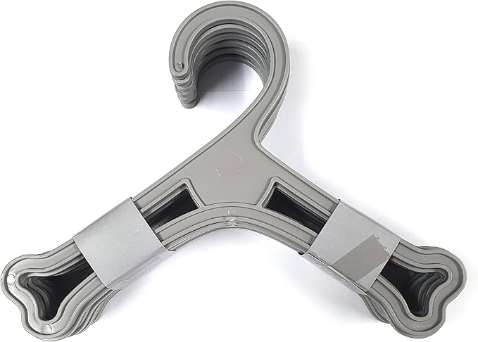 LENITH Dog Bone Shaped Small Pet Mini Clothes Plastic Hanger Grey Pack of 10