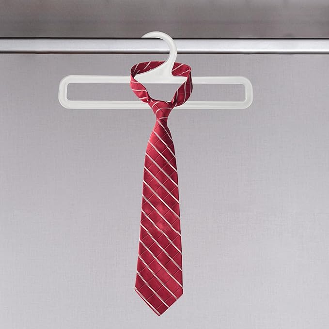 50Pcs Tea Towel Hanger for Retail Display, 7.7" Long White Multifunctional Plastic Hangers Storage Racks for Sock Storing Hanging Legging Scarf Clothes Wardrobe Ties Shawls Rings Belts Scarves