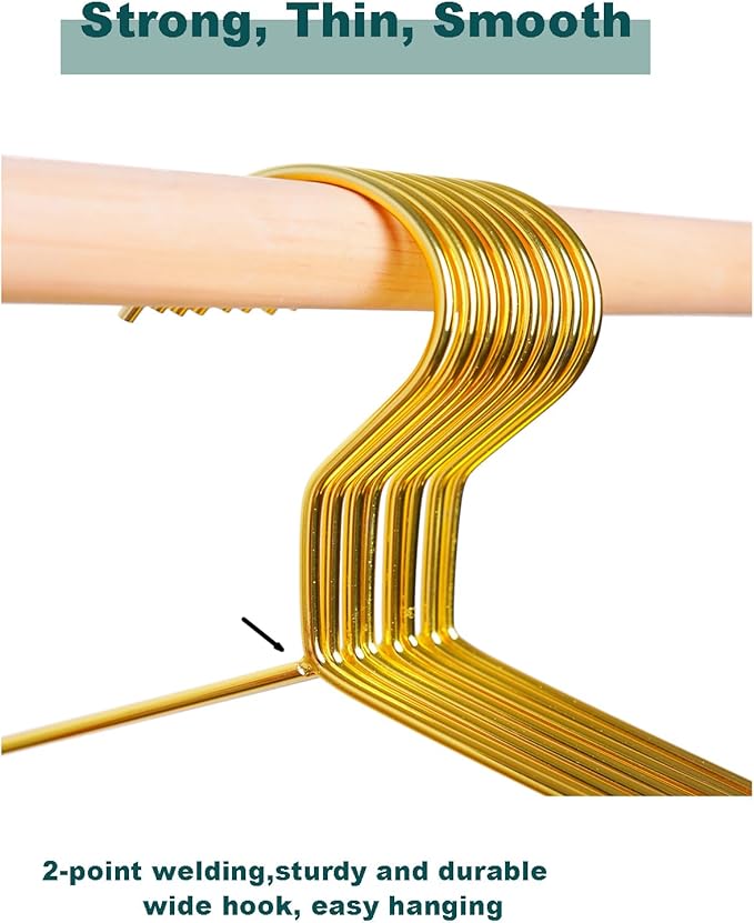 20 Pack Gold Metal Suit Hanger Wire Hanger Space Saving Clothes Hanger for Dress, Shirts, Slacks,Jackets, Pants