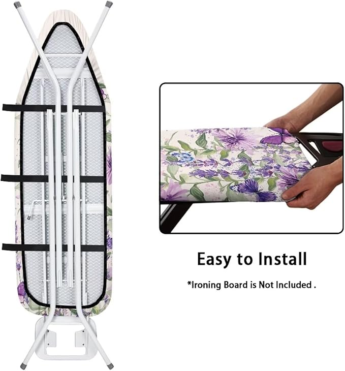Floral Ironing Board Cover,Floral Ironing Board Cover,Iron Board Cover Standard Size,Ironing Board Cover,Floral Print Purple Small
