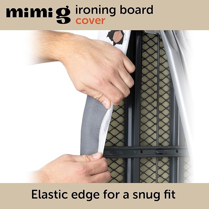 oliso Ironing Board Cover – 100% Cotton with Professional Felt Pad, Fits Standard 54" x 15" Boards – Secure Fit with Wide Elastic Edge & Adjustable Straps – Mimi G