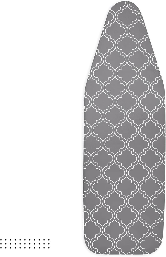 Encasa XO Ironing Board Cover and Pad 42"x14" - Thick 3mm Felt Padding, Drawstring Tightening & Lock, Easy Fit, Scorch & Stain Resistant, Fits Medium Ironing Board - Grey Tiles
