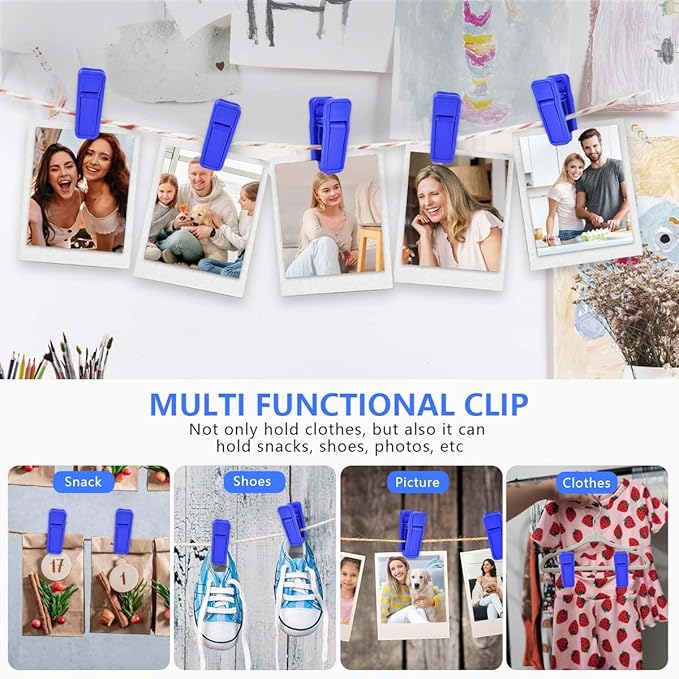 80 Pcs Plastic Baby Hanger Clips Slim-line Finger Clips Set for Clothes Hanger Velvet Hanger (Blue)
