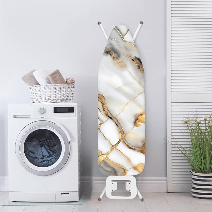 Marble 15x54 Ironing Board Cover with Elastic Edge and Scorch and Stain Resistant Thick Ironing Board Covers Easy to Clean (Not Include Pad)