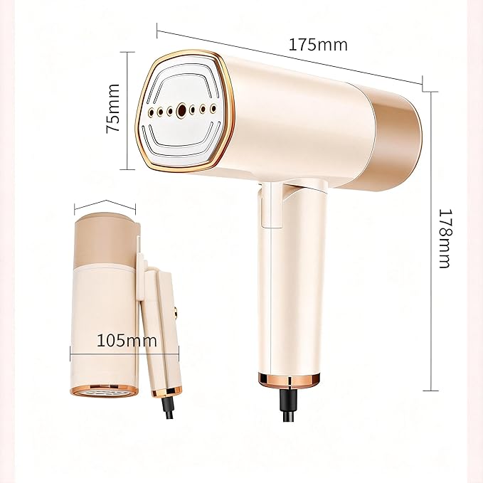 Handheld Garment Steamer for Clothes, 1500W Fabric Steamer 168ml Larger Tank & No Leak Design 15S Fast Heat-up, Quick Wrinkle Remover Strong Penetrating Steam for Home, Office (ONLY FOR 120V)