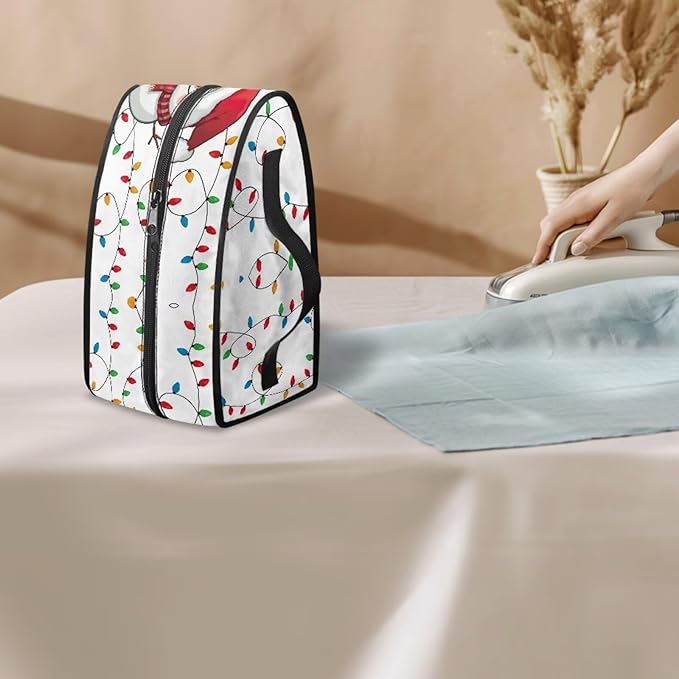 Christmas Snowman Light Clothes Iron Storage Case Universal for Most Iron Decorative Foldable Steam Iron Storage Case with Zipper Handle