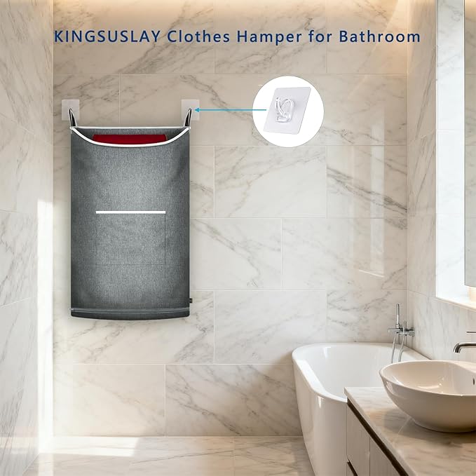 XL Hanging Laundry Hamper, Over the Door Laundry Hamper and Baskets, Wide Opening Hanging Laundry Bag,Hanging Hamper for Bathroom,Dorm,Chirstmas Gifts(Heather Grey, 36x22 Inch)
