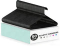 Simple Deluxe Plastic Hangers 50 Pack, Anti-Slip Design with Space-Efficient Hooks, Versatile for Shirts, Coats, Dresses & Daily Clothing, Black