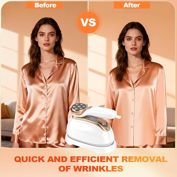 Travel Steamer for Clothes, 1200W Handheld Fabric Steamer for Clothes, 6 Modes with LCD Display, Powerful Wrinkle Remover for Home & Travel, 160ml Water Tank, 10S Fast Heat-Up, White, 1 Piece