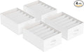 SONGMICS Set of 4 Large Size Wardrobe Clothes Organizers, 6-Compartment Foldable Drawer Organizers with Handles, 16.5 x 11.8 x 6.7 Inches, for Pants, Sweaters, Jeans, Cloud White URUS009W04