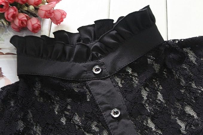 YAKEF Lady Half-Shirt Blouse Detachable Lace Chiffon Fake Collars Dicky Collar Faux Collar