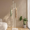 Free Standing Coat Rack with Marble Base & 8 Steel Hooks Clothes Rack for Entryway Bedroom Living Room Hotel 14.96 x 10.24 x 68.9 Inches (White)