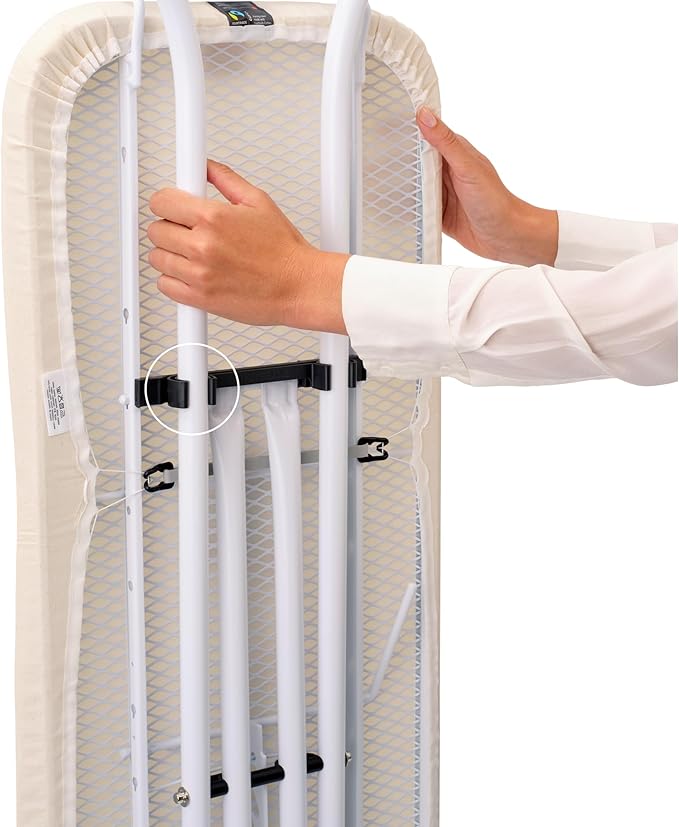 Brabantia Size C Ironing Board (49x18 in) 7 Height Options, Solid Steam Iron Rest Holder (Fresh Breeze) Non-Slip Feet, Anti-Collapse Child Locks