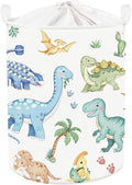 Clastyle Boho Dinosaur Laundry Basket Palm Tree Kids Clothes Book Storage Basket Gift Toy Box for Bedroom Decor,Pterosaur,36x45 cm