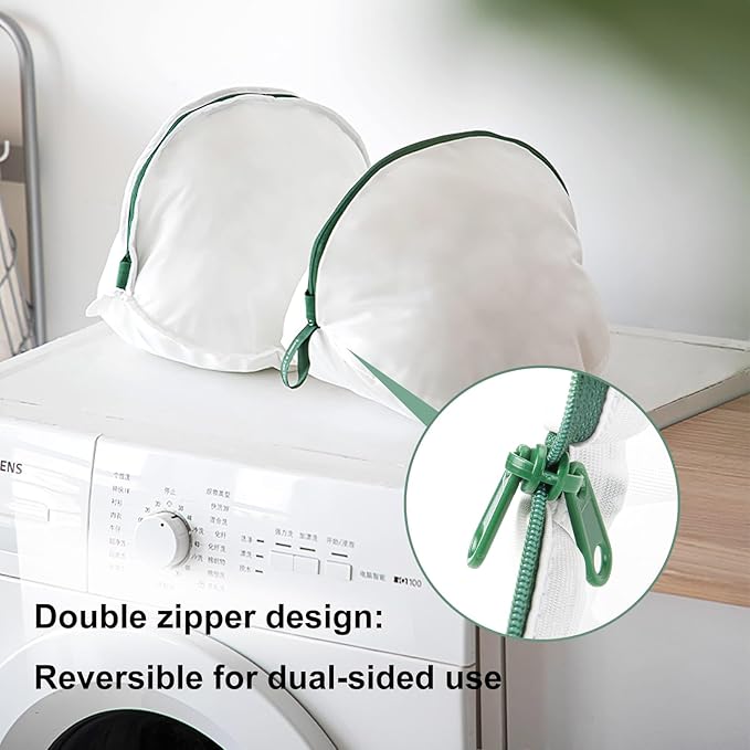 SHIMOYAMA Round Reversible Laundry Net, 3-Size Mesh Laundry Bag Set, Fine Mesh Wash Bags for Delicates, Lingerie, Bras, Socks, White