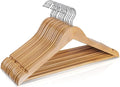 Wooden Hangers 10 Pack,Heavy Duty Wood Coat Hangers,with 360-degree Hook，Smooth Finish Wooden Clothes Hangers with Non Slip Pants Bar, Sturdy Clothes Hangers for Shirts,Suit,Natural