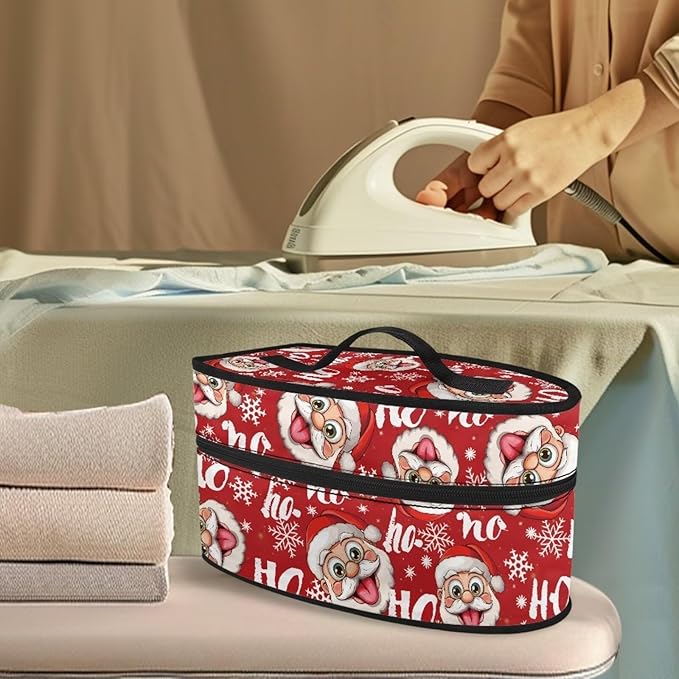 Christmas Iron Storage Case Fits Traveling Outing Decorative Handheld Steam Iron Storage Bag Compatible with Most Iron, Santa Claus HOHOHO