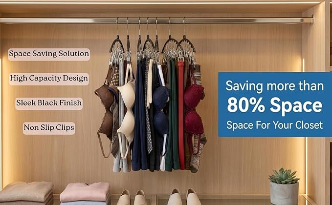 Legging Hanger Organizer (3 Pack) – Holds 30 Leggings, Space Saving Metal Pants Hangers with 10 Clips Each for Closet Organization