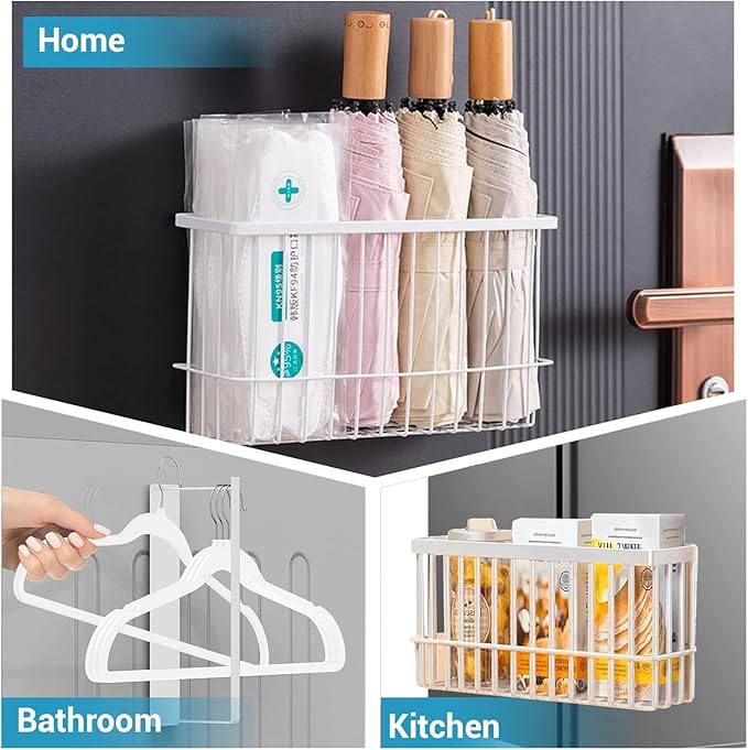 Magnetic Dryer Ball Holder wiht Hanger Organizer, Dryer Balls Storage Wire Basket Container Rack Magnetic Lint Bin and Dryer Ball Holder for Space Saving Hanger Holder for Your Laundry Room