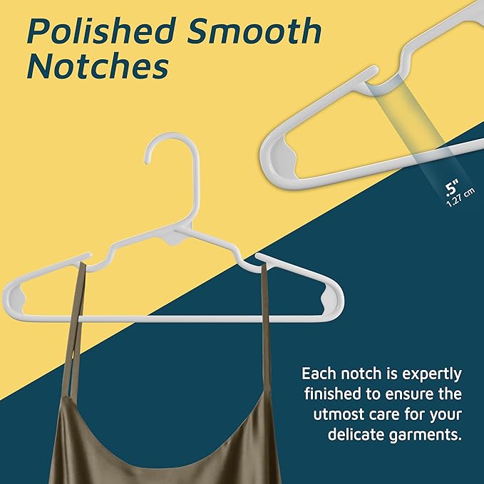 Lifemaster Plastic Kids Clothes Hanger – Children Clothes Hanger with Shoulder Notch, 11.6 Inch Space-Saving Closet Organizer for Baby, Toddler, and Kids Clothing, Hold Up To 5 lbs, Pack of 100, White