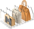 purse organizer for closet Sleek Transparent Acrylic Adjustable Organizer -shelf dividers Multifunctional for Home & Office Spaces (4 Baffles + 1 Hat Stand)
