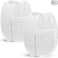 DUCOO Pop Up Hamper, 2 PCS Mesh Pop Up Laundry Hamper, Foldable Mesh Laundry Basket with Space Saving Design for Home, Dorm, Travel and Storage, White