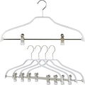 Mawa by Reston Lloyd Silhouette Series Non Slip Space Saving Hanger with Pant Clips, Style 40/FK,Set of 5, White