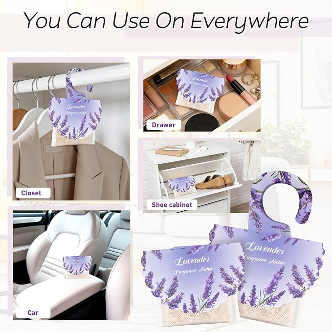18 Pack Lavender Scented Sachet Bags for Drawer and Closet - Air Fresheners for Closet, Long-Lasting Hanging Fragrance Sachet for Wardrobes, Cars, Storage, Deodorizer Smell Goods for House
