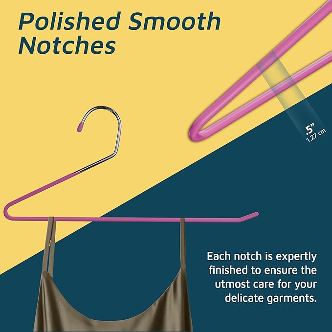 Lifemaster Metal Pants Hanger Set - 30 Pieces Elegant Non-Slip Closet Space Saving Hanger Set for Pants, Trouser, Blankets, and Jeans with Open Ended Sleek Design - Pink
