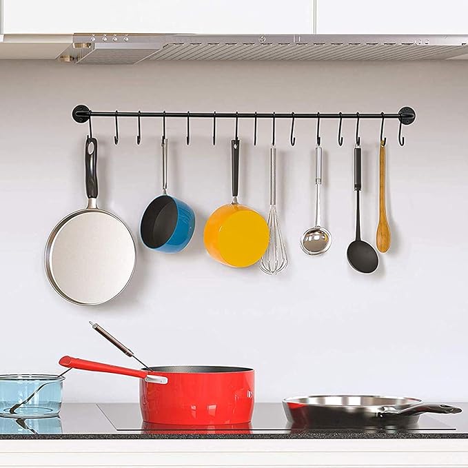 YourGift Heavy Duty S Hooks S Shaped Hooks Hanging Hangers Hooks for Kitchen, Bathroom, Bedroom and Office: Pan, Pot, Coat, Bag, Plants (24 pcs/Black/2.4 inch+3 inch+4 inch)