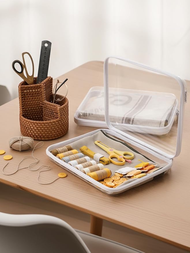 3PCS Large Clear Hard Shell Zippered Case, Diaper Bag Organizing Pouches, Waterproof Cosmetic Bag, Kid's Toy Storage Organizer Bins, Pencil Case.