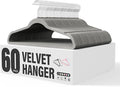 YSSOA Velvet Hangers 60 Pack, Non-Slip Clothes Hangers with Shoulder Notches, 360° Swivel Hooks, Heavy Duty Standard Hanger for Closet Space Saving, Grey